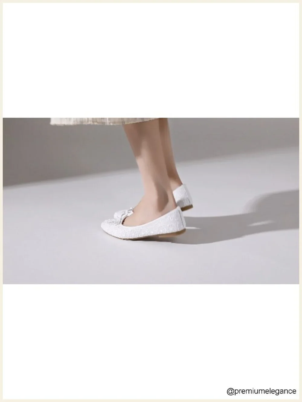 Lace Mesh Pointed Toe Ballet Flats with Bow Memory Foam Cushioning Foldable
